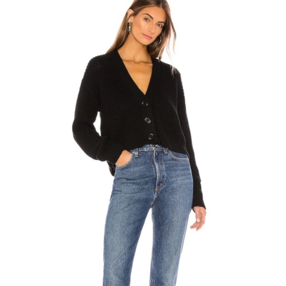 27 MILES MALIBU x REVOLVE Madison Chunky Cropped Knit Cardigan, Black Size Small - Picture 10 of 10